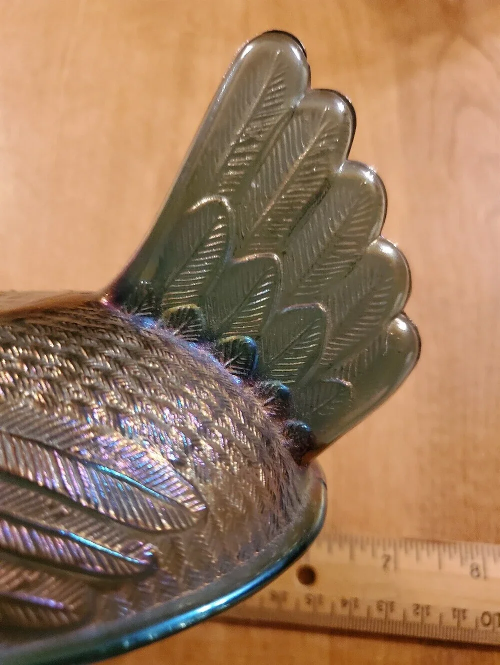 Vintage Indiana Glass Iridescent Carnival Blue Hen on Nest Top Only